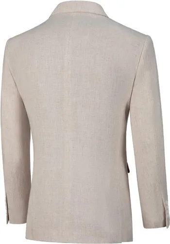 Vista 4 de Furuyal Traje de lino de 3 piezas vintage retro para boda, trajes de graduación, chaqueta ajustada, chaqueta de esmoquin para novio