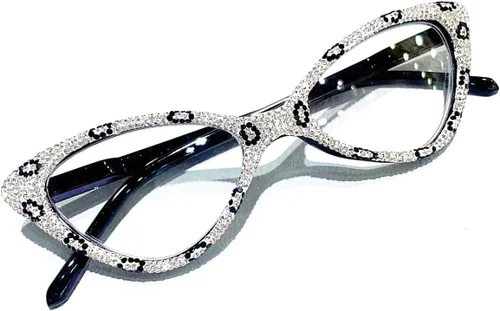 Vista 9 de willochra Elegantes gafas de lectura con diamantes de imitación de ojo de gato para mujer, diseño de diamantes de moda, gafas de luz azul Rosado