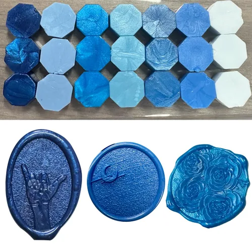 Vista 2 de 400 cuentas de sellado de cera azul para sello de cera (azul)
