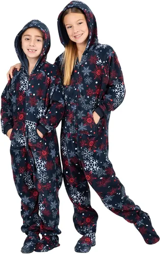 Vista 4 de Footed Pajamas - Enterizo con capucha a juego para la familia Suéteres de una pieza para niños, niñas, hombres, mujeres y mascotas, unisex, Naranja