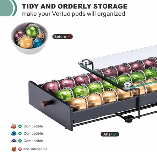 Vista 3 de ZCDCP Nespresso Vertuo - Soporte para cápsulas de café, cajón, color negro, 30 cápsulas