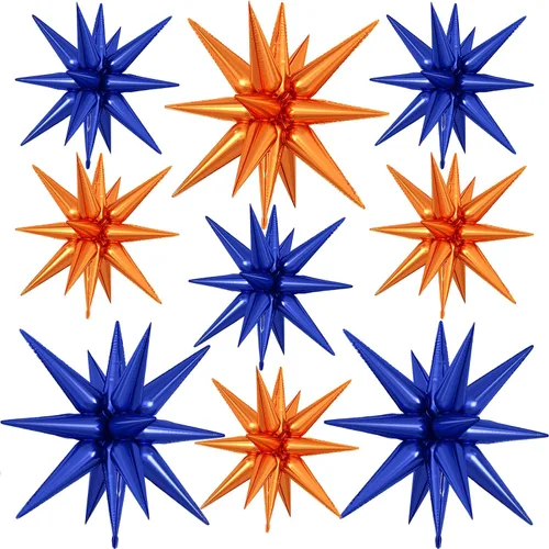 Vista 37 de 9 piezas de globos de estrella beige, grandes globos de papel de aluminio en forma de estrella en explosión, globos de Mylar en punta color crema