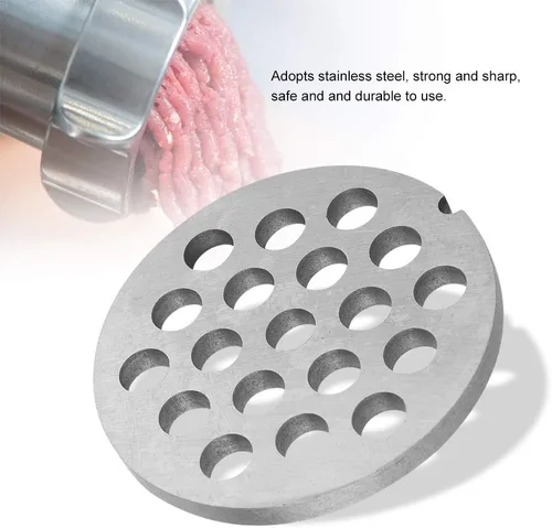 Vista 2 de Molinillo de carne de aleación de grado alimenticio, mezclador de placa de picadora, cuchillo de disco de orificio de 5/0.276 in, accesorios