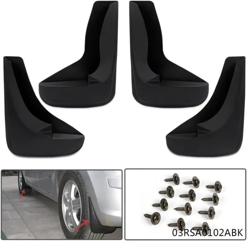 Vista 2 de WEARFT 4 protectores contra salpicaduras de MUD se adaptan a la parte delantera y trasera universales, incluye accesorios (negro)