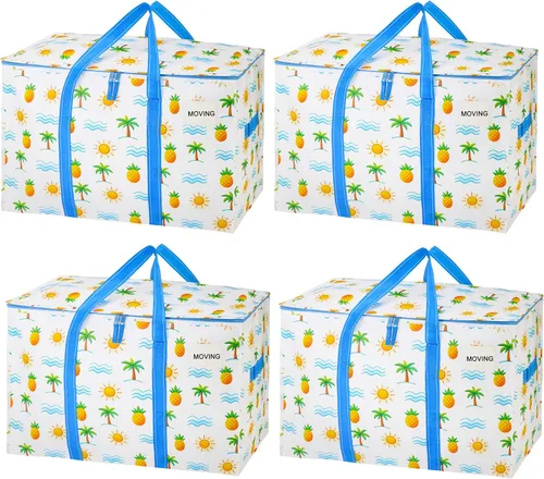 Vista 51 de VENO - Paquete de mudanzas, cajas de almacenamiento para embalaje universitario con tapas alternativas, para dormitorio, extragrande, asas