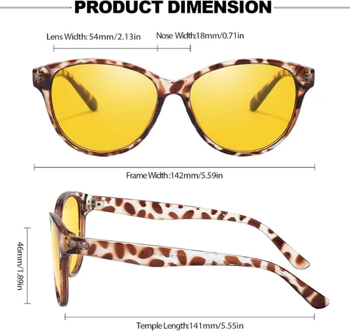 Vista 3 de IGnaef Lentes de visión nocturna que reducen el deslumbramiento para conducir, lentes polarizados amarillos nocturnos para mujeres y hombres IF8091