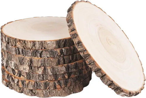 Vista 13 de ilauke - 6 rebanadas de madera para centros de mesa, círculos de madera de 7 a 8 pulgadas para manualidades