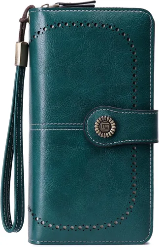 Vista 16 de VONCOSS Cartera larga con cremallera alrededor de las mujeres de gran capacidad, para tarjetas de crédito, soporte para teléfono, embrague