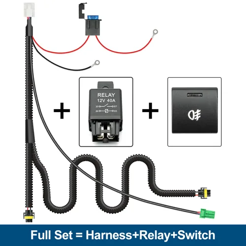 Vista 2 de Arnés de cableado de luz antiniebla H11 H8 para J'eep Wrangler JK 2009-2018 con kit de interruptor de encendido/apagado estilo OEM y relé de 40 A