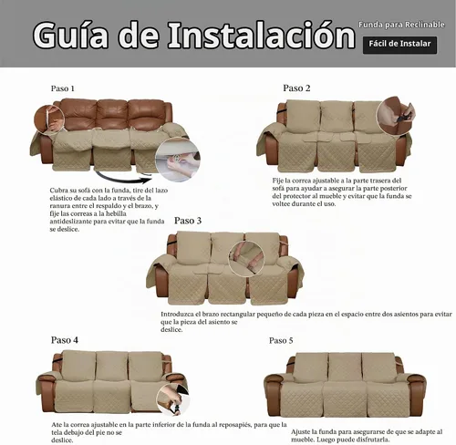 Vista 7 de Easy-Going Funda de sofá reclinable de gran tamaño, reversible para sillón reclinable de 3 asientos, funda de sofá dividida para cada asiento