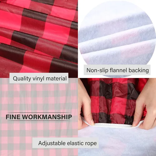 Vista 3 de BBTO Mantel de vinilo para mesa de picnic con fundas de banco, 72 x 30 pulgadas, impermeable, elástico ajustable para mesas rectangulares de 6 pies