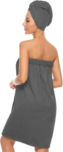 Vista 3 de Knuffnee Toalla de baño para mujer, ducha, spa, envoltura corporal, cierre ajustable, bata de baño