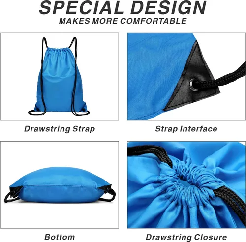 Vista 7 de Mochila deportiva con cordón BuyAgain resistente al agua, bolsa de cuerda deportiva para gimnasio, para mujeres y hombres, grande con cremallera