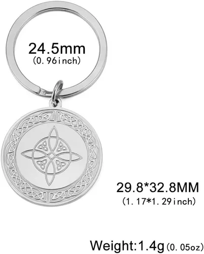 Vista 3 de UNIFT Llavero de nudo de bruja para mujeres y hombres, dijes de acero inoxidable, llavero de nudo celta, símbolo de brujería, amuleto de joyería