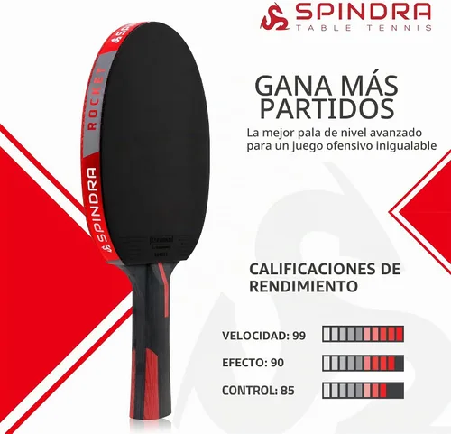 Vista 3 de Rocket Advanced Offensive Ping Paddle con funda protectora