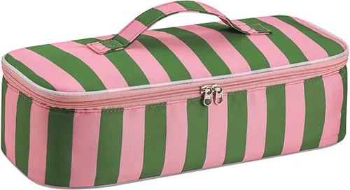 Vista 10 de Elegante bolsa de viaje para herramientas para el cabello con asa para Raya azul claro y rosa