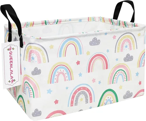 Vista 34 de QUEENLALA Cesta para la colada rectangular/Cesta para la ropa sucia plegable para habitación de niños, para organizar o almacenar, para juguetes
