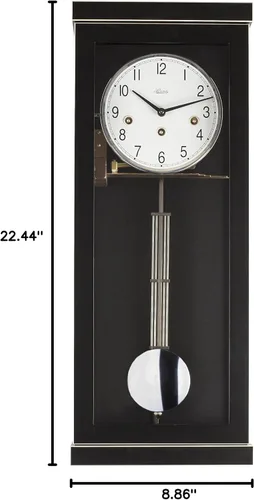 Vista 6 de Hermle Reloj de pared, cristal de madera, negro, 22.4 in x 8.9 in x 5.1 in