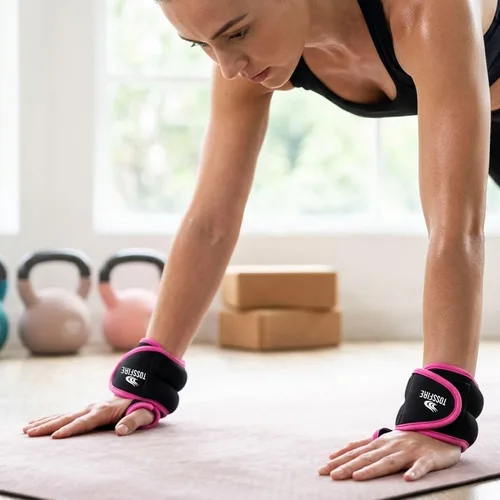 Vista 7 de Comfecto Wrist Weights with Thumb Loops Lock, 1lb*2 2lbs*2 for Running, Strength Training, Walking, Exercises, Gym, Cardio, Men, Women Rosa