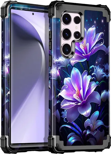 Vista 18 de Miqala Funda para Galaxy S23 FE 5G, brilla en la oscuridad, tres capas, resistente, a prueba de golpes, protección de cuerpo completo, parachoques