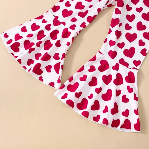Vista 6 de Heart Shirts Toddler Valentine's T Flare Tops Girls Baby Outfits Day Cartoon Pants Printed Girls Outfits&Set Baby