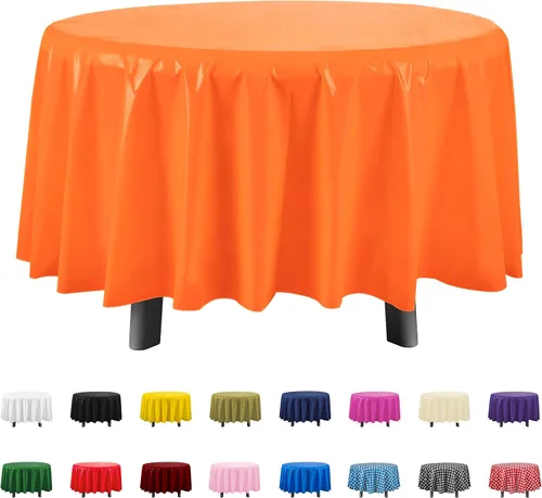Vista 20 de Eleclassi Negro Paquete de 12 Manteles Redondos de Plástico Desechables Premium - Manteles de Mesa de Plástico Redondos de 84 Pulgadas para Fiestas