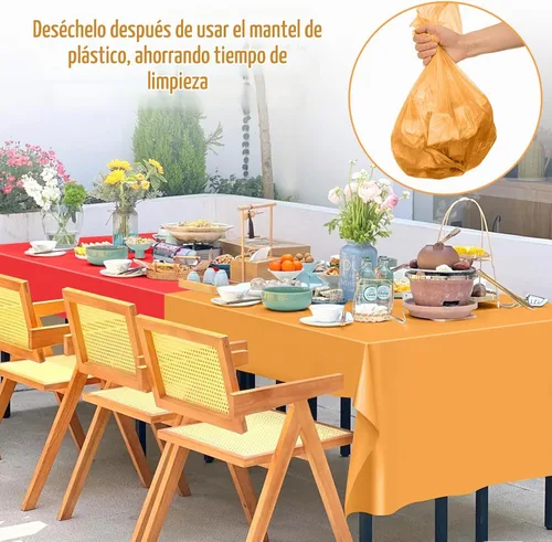 Vista 2 de mwellewm - Mantel desechable de plástico para mesas rectangulares (6 unidades) Table Cloths for 6 Foot Rectangle Tables, Colorful Rectangular