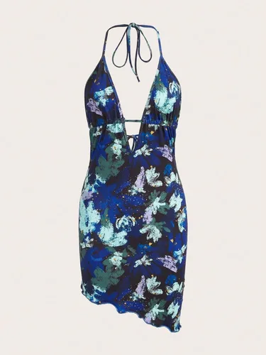 Vista 6 de Verdusa Vestido halter ajustado con cuello halter y espalda descubierta para mujer