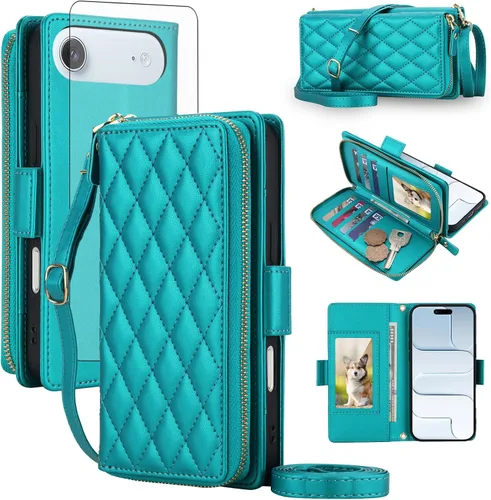 Vista 67 de Asuwish Funda compatible con iPhone 6/6s/7/8/SE 2020 2022 con cremallera y bloqueo RFID, protector de pantalla, correa cruzada i6 i7 i8 7s 8s SE2020