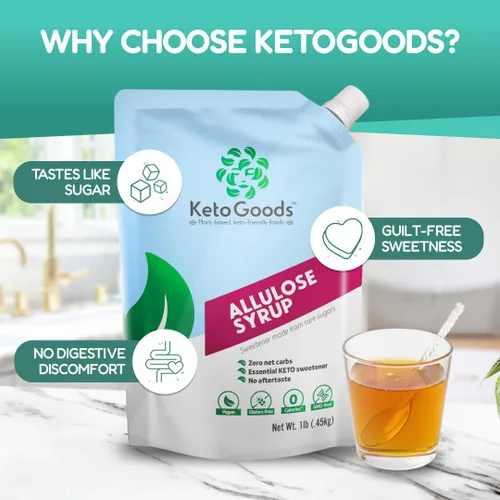 Vista 3 de Keto Goods Edulcorante de alulosa - Jarabe keto sin azúcar, cero calorías sin carbohidratos, alulosa líquida sin impacto glucémico, 16 onzas
