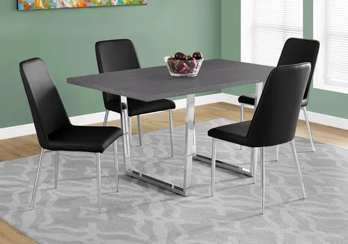 Vista 5 de Mesa de comedor, 60.0 in rectangular, cocina, comedor, laminado gris, metal cromado, contemporáneo, moderno YM414