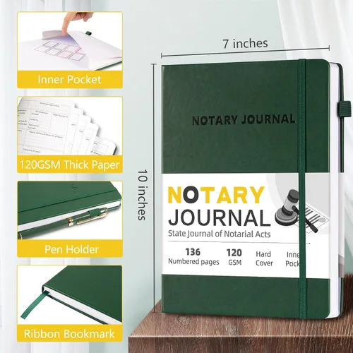 Vista 2 de Homlive Libro de registro de diario notarial, libro notarial de 7"x10", libros de registro notarial, diario público notarial para actos notariales