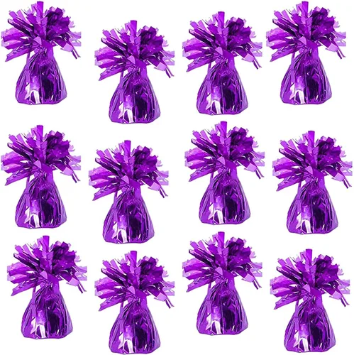 Vista 14 de Pesas de globos metálicos, recuerdos de fiesta de cumpleaños, regalos novedosos y mordazas, 5.5 pulgadas, paquete de 12 unidades plateado