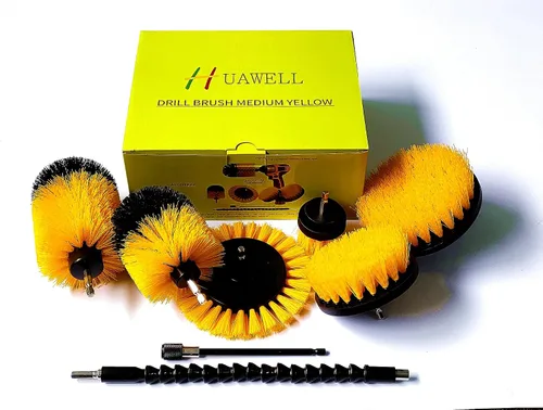 Vista 9 de HUAWELL Cepillo de limpieza ultra rígido de 8 piezas con juego de accesorios extensibles, multiuso para superficies de baño, lechada, ahumadores