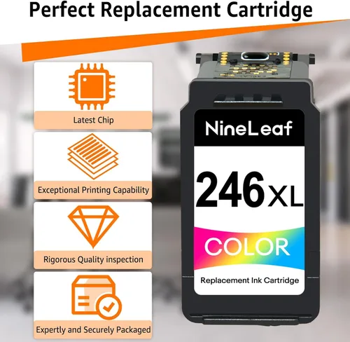 Vista 4 de NineLeaf Cartucho de tinta remanufacturado compatible con Canon PG-245XL CL-246XL PG-243 CL-244 PIXMA MG2520 MG2920 MG2922 MG2924 MG2420 MG2522
