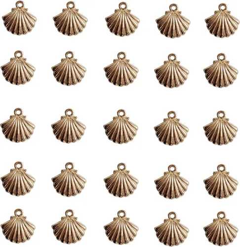 Vista 7 de 50 dijes de concha de plata antigua, festones para bricolaje, conchas marinas para hacer pulseras, collares, joyas