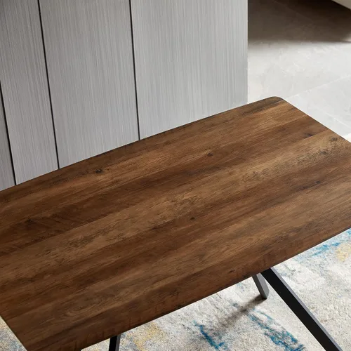Vista 5 de Yogald - Mesa de comedor moderna de 47.27 pulgadas, mesa de comedor rectangular con patas de metal, ahorro de espacio para reuniones y comedor