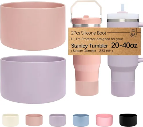 Vista 9 de WK IEASON 2 Piezas Protector de Base Tipo Bota para Vaso Stanley Quencher Adventure 40oz y Stanley IceFlow 20oz 30oz y Compatible con Botella de 3D