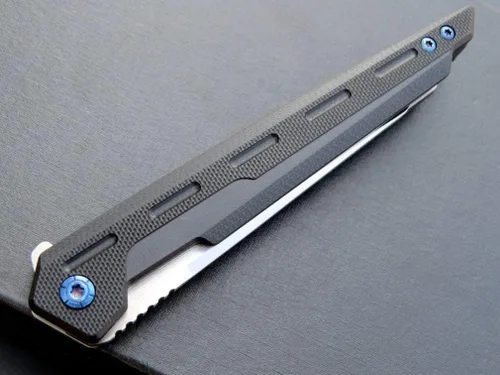 Vista 7 de Eafengrow EF948 Cuchillo plegable D2 hoja de acero + mango G10 cuchillo de camping al aire libre EDC cuchillos de herramientas (negro)