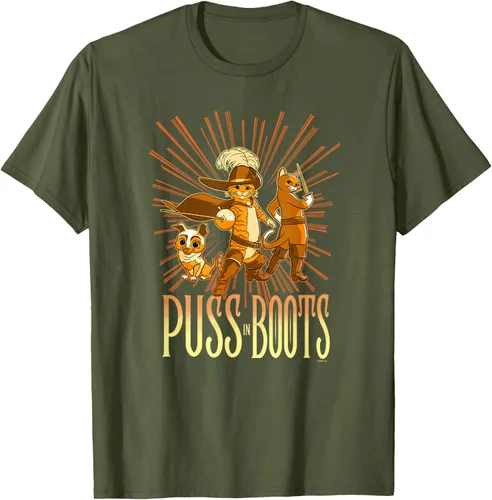 Vista 79 de DreamWorks Puss in Boots: The Last Wish Cat Trio Poster - Camiseta pequeña Negro