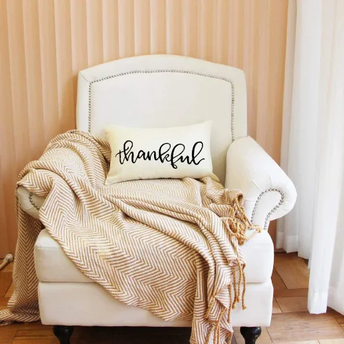 Vista 4 de Fundas de almohada de granja con cita de agradecimiento de 12 x 20 pulgadas, fundas de almohada lumbares decorativas para el hogar, funda de cojín