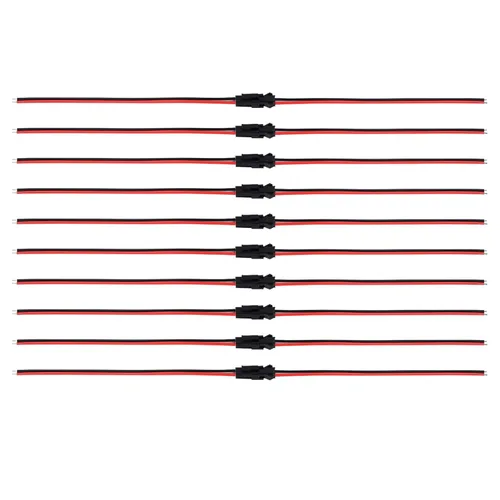 Vista 6 de Adaptador de conector macho y hembra de 22 AWG de 2 pines con cable eléctrico de 5.315 in para luz LED, 20 pares