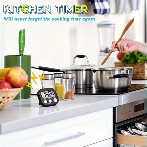 Vista 6 de Mwellewm Temporizador de cocina, 6 paquetes de temporizadores digitales para aula, pequeño cronómetro magnético de cuenta regresiva para cocinar