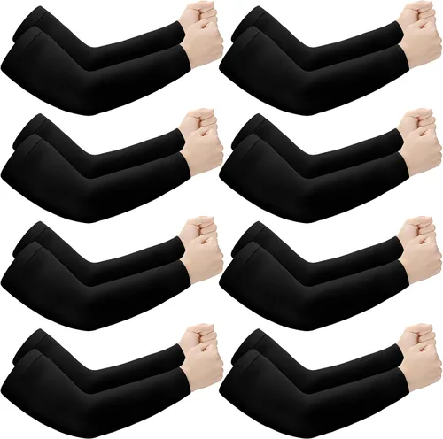 Vista 8 de Janmercy 8 pares de fundas protectoras delgadas para piel de ancianos, mangas protectoras para el brazo Beige