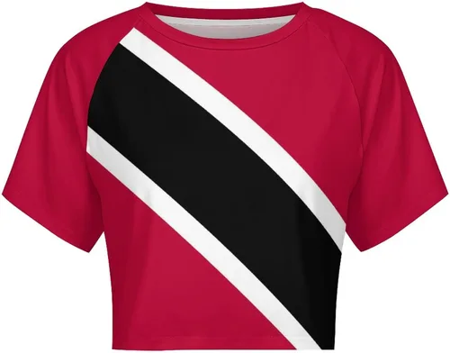 Vista 4 de Camiseta de manga corta con la bandera de Venezuela para mujer, sexy, de cintura alta, expuesta, para el ombligo, para el verano
