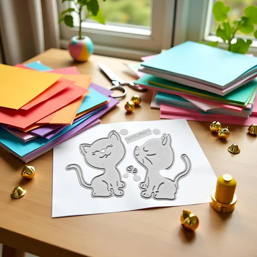 Vista 7 de Troqueles de corte de gatos para hacer tarjetas, plantillas de corte para álbumes de recortes, álbum de fotos, troqueles de papel decorativo