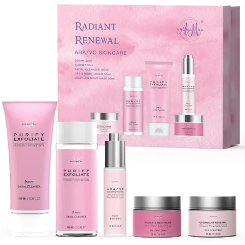 Vista 11 de Kit de cuidado de la piel para mujeres, juego hidratante de cuidado de la piel niacinamida+vitamina C, rutina diaria 5 en 1 con limpiador facial