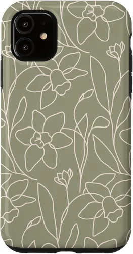 Vista 8 de Poppy Flower Line Art Modern Leaves Boho Artichoke Green Case for iPhone 17