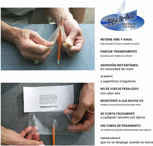 Vista 3 de Kit de vinilo tipo B Tear-Aid Repair Kit de parches de vinilo tipo B Tear-Aid - Reparaciones de bicicletas duraderas e impermeables
