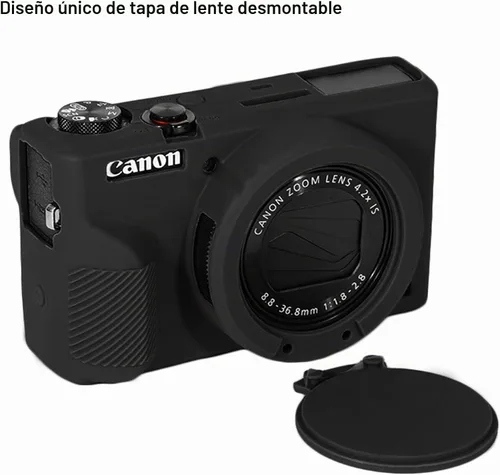 Vista 7 de Canboc Funda para cámara digital Canon PowerShot G7X Mark III, 1 funda rígida de transporte + 1 funda de silicona suave con cubierta extraíble